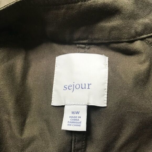 NWT Sejour Olive Green Military Style Jacket 16W - Picture 4 of 6